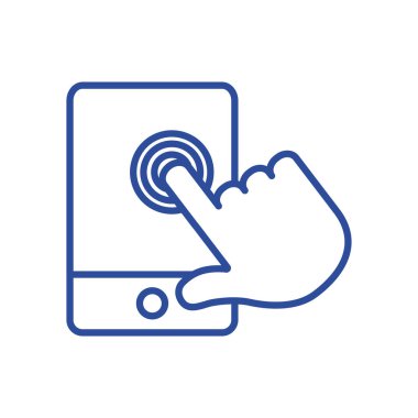 hand touching smartphone line style icon vector design