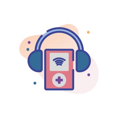 Isolated wifi inside mp3 and headphones line fill block style icon vector design