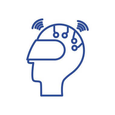 Head with smart glasses line style iconvector design