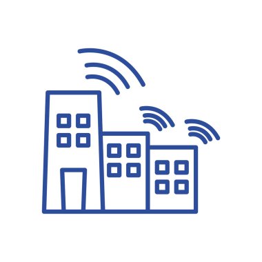 Isolated wifi and buildings line style icon vector design