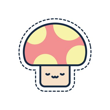 Kawaii fungui cartoon line fill style icon vector design