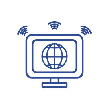 Isolated global sphere inside computer line style icon vector design