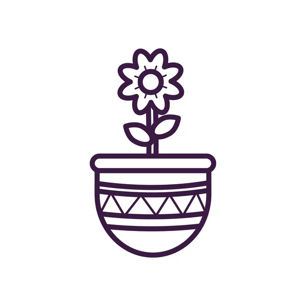 Isolated flower inside pot line style icon vector design — Stock vektor