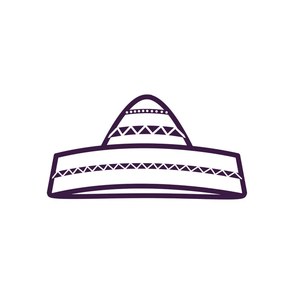 Mexikói kalap vonal stílus ikon vektor tervezés — Stock Vector