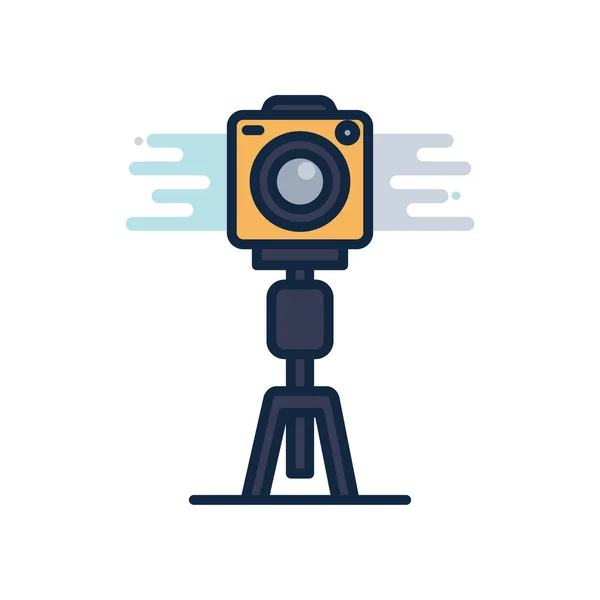 Camera over tripod line fill block style icon vector design — Stock Vector