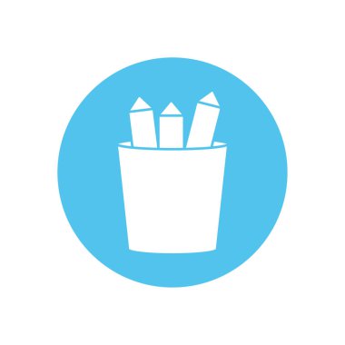 school pencils mug silhouette block style icon vector design