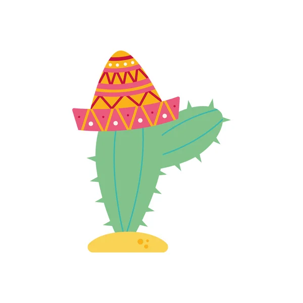 Cactus avec chapeau mexicain style plat icône vectoriel design — Image vectorielle