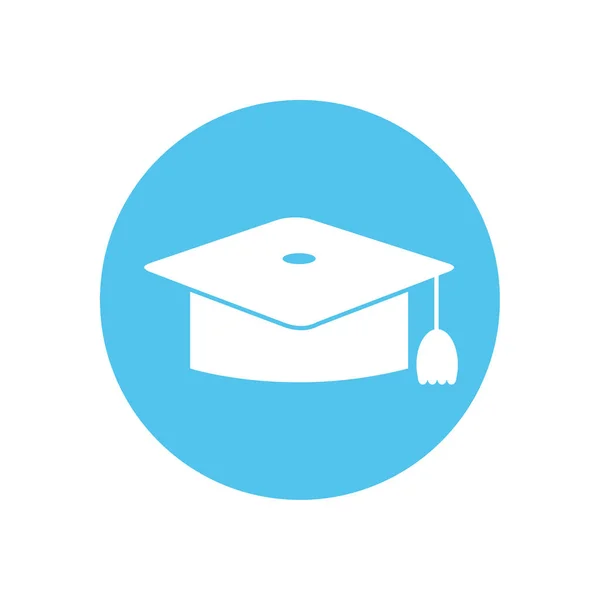 Graduation cap silhouette block style icon vector design — Stockvector