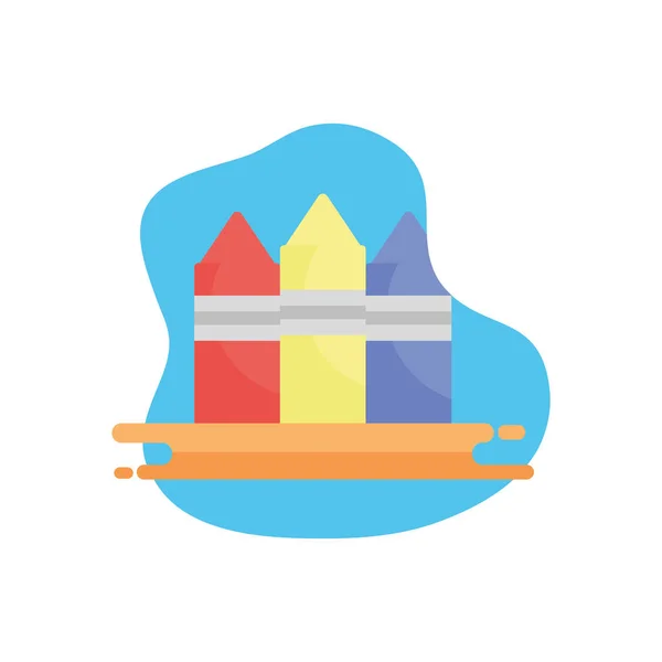 Lápices de colores de la escuela bloque plano icono de diseño de vectores — Vector de stock