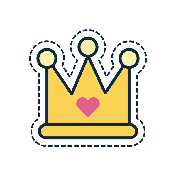 Crown with heart line fill style icon vector design — ストックベクタ