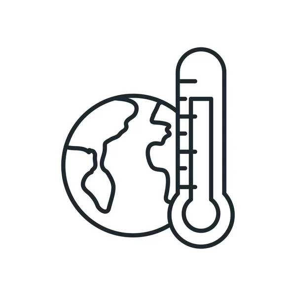 Mundo aislado con termómetro línea estilo icono vector diseño — Vector de stock