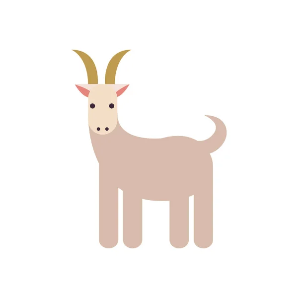 Cute goat cartoon fill style icon vector design — Διανυσματικό Αρχείο
