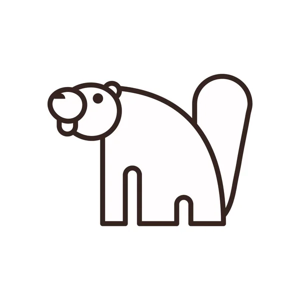Cute beaver cartoon line style icon vector design — ストックベクタ