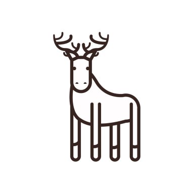 Sevimli geyik çizgi çizgi çizgi çizimi biçim vektör tasarımı