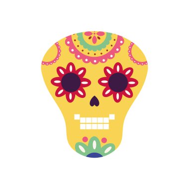 Meksika kafatası düz biçim ikon vektör tasarımı