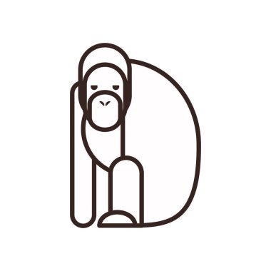 Cute orangutan cartoon line style icon vector design