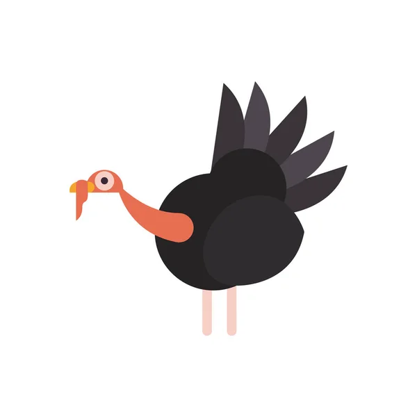 Cute turkey cartoon fill style icon vector design — ストックベクタ