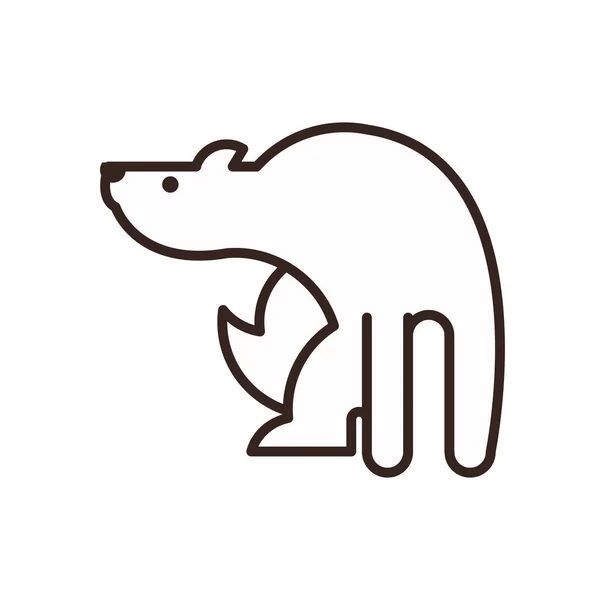 Lindo oso polar línea de dibujos animados estilo icono de diseño de vectores — Vector de stock