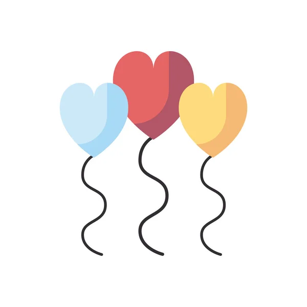 Isolated hearts balloons fill style icon vector design — 스톡 벡터