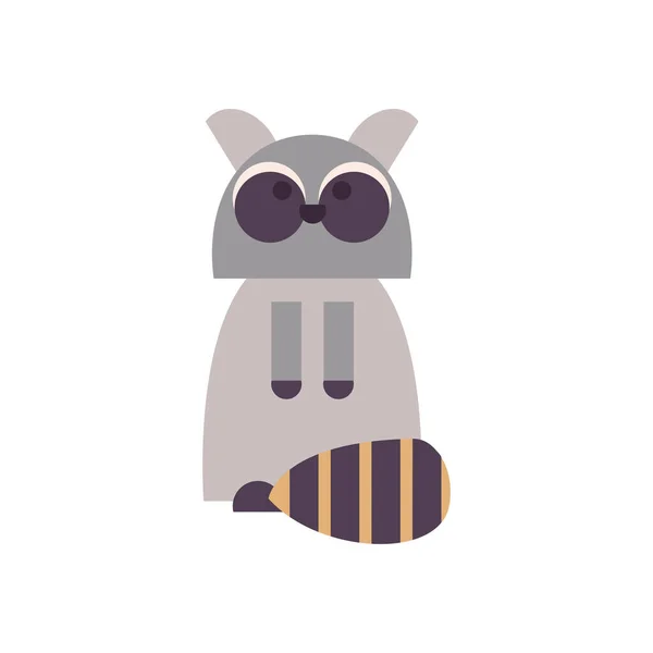 Cute raccoon cartoon fill style icon vector design — Διανυσματικό Αρχείο