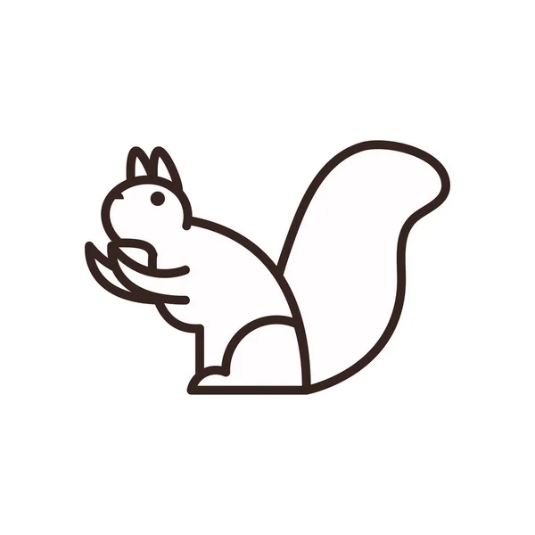 Cute squirrel cartoon line style icon vector design — Stock Vector