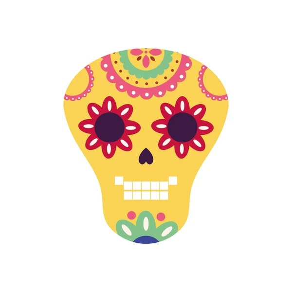 メキシコの頭蓋骨フラットスタイルのアイコンベクトルデザイン — ストックベクタ