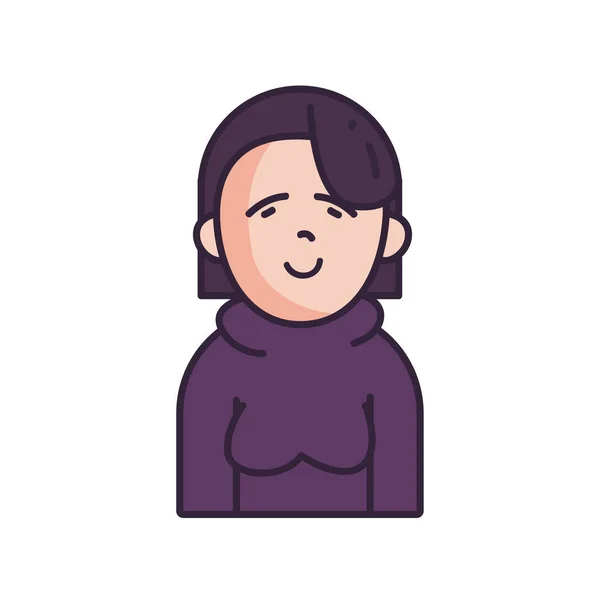 Diseño de vectores de icono de estilo de relleno de suéter de mujer avatar aislado — Vector de stock