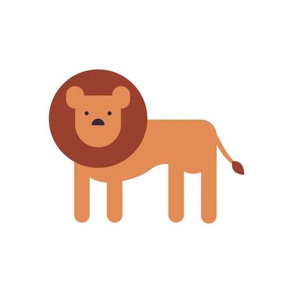 Cute lion cartoon fill style icon vector design — ストックベクタ