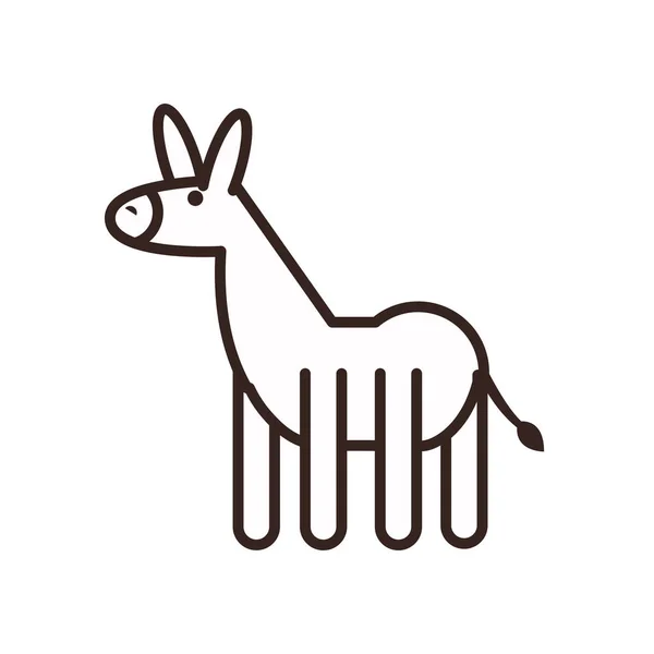 Bonito burro desenho animado linha estilo ícone vetor design — Vetor de Stock