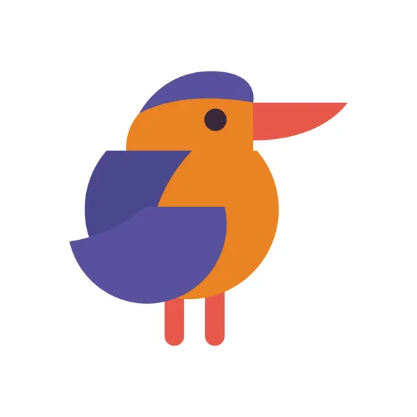 Lindo pájaro dibujos animados estilo de relleno icono diseño de vectores — Vector de stock