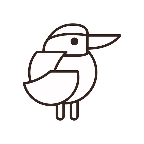Lindo pájaro línea de dibujos animados estilo icono de diseño vectorial — Vector de stock