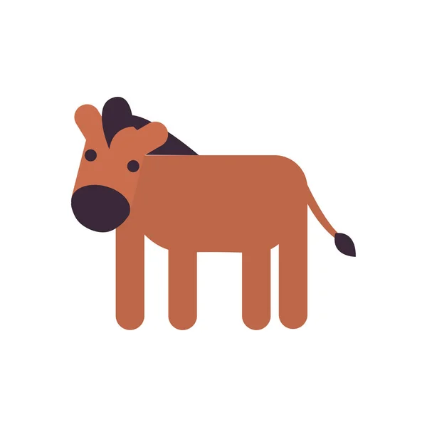 Cute horse cartoon fill style icon vector design — ストックベクタ