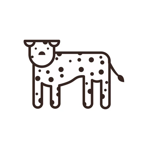 Cute leopard cartoon line style icon vector design — Stock Vector