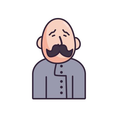 Isolated avatar man with mustache fill style icon vector design