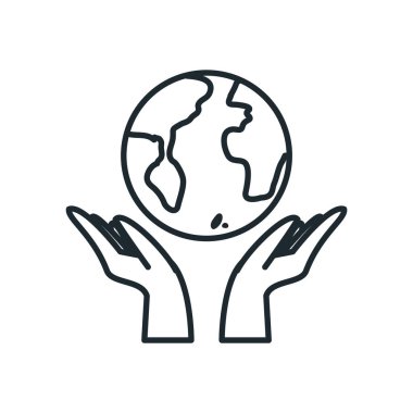 Isolated world sphere over hands line style icon vector design