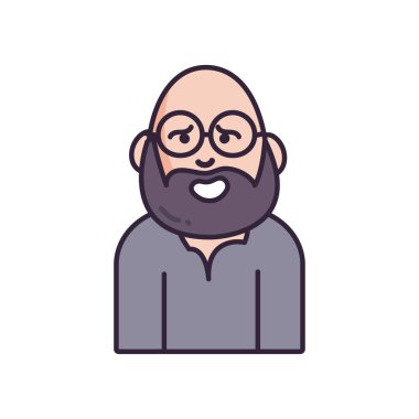Isolated avatar man with glasses and beard fill style icon vector design