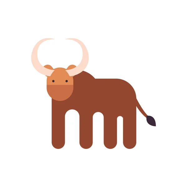 Cute bull cartoon fill style icon vector design — Stockový vektor
