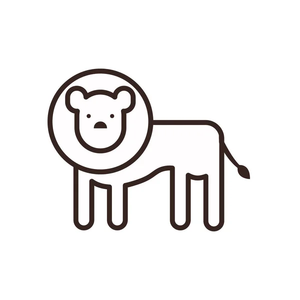 Cute lion cartoon line style icon vector design — 스톡 벡터