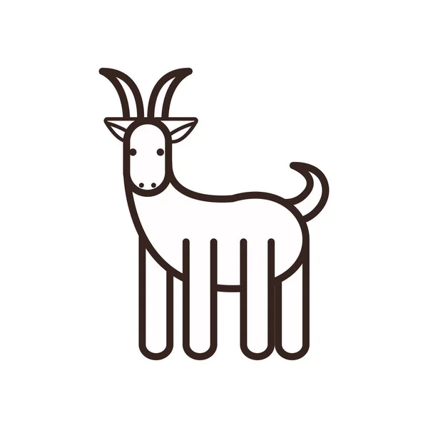 Cute goat cartoon line style icon vector design — Stok Vektör