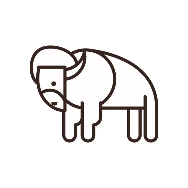 Cute buffalo cartoon line style icon vector design — Stock Vector