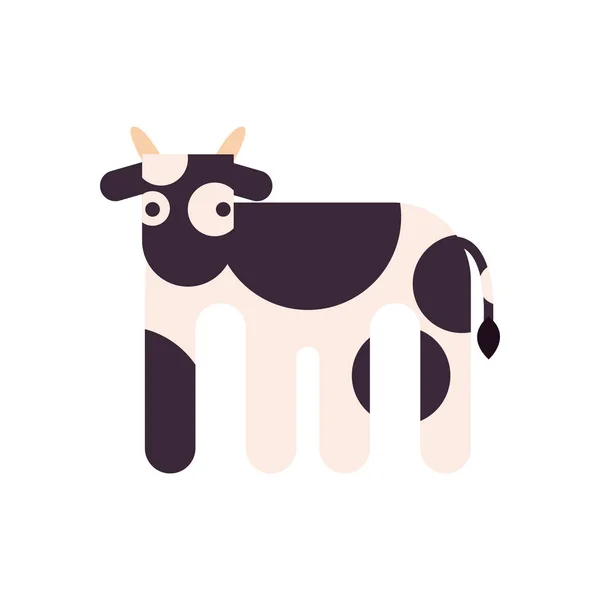 Cute cow cartoon fill style icon vector design — ストックベクタ