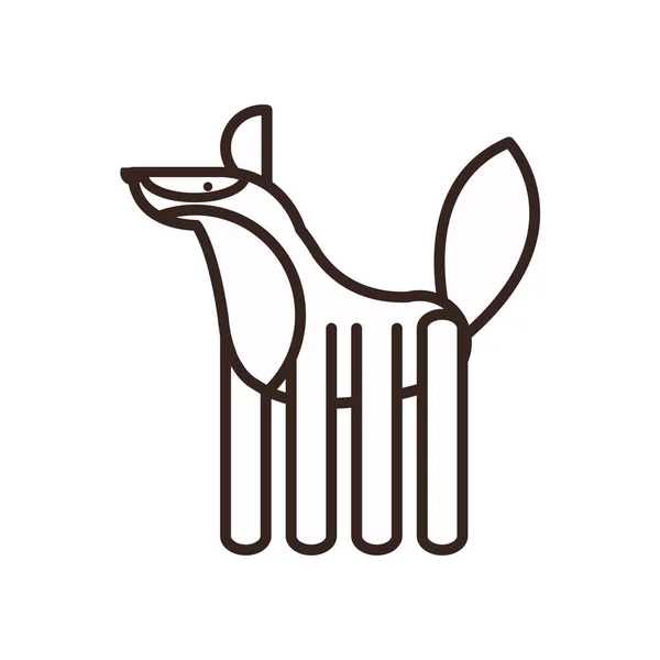 Lobo bonito desenho animado linha estilo ícone vetor design — Vetor de Stock