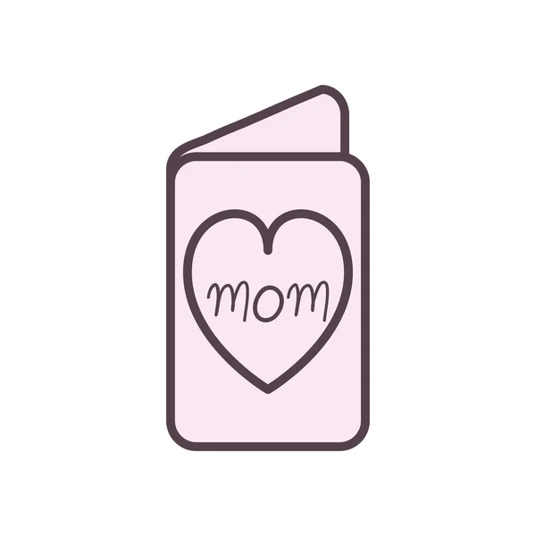 Mom card line style icon vector design — Stok Vektör