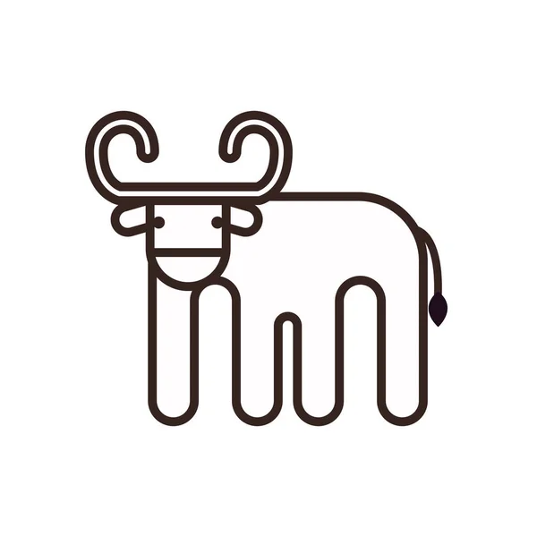 Bonito touro desenho animado linha estilo ícone vetor design — Vetor de Stock