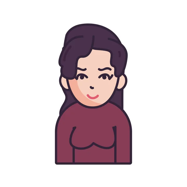 Isolated avatar woman wth sweater fill style icon vector design — Stok Vektör