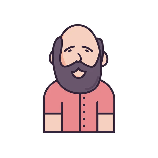 Isolated avatar man with beard fill style icon vector design — Stok Vektör