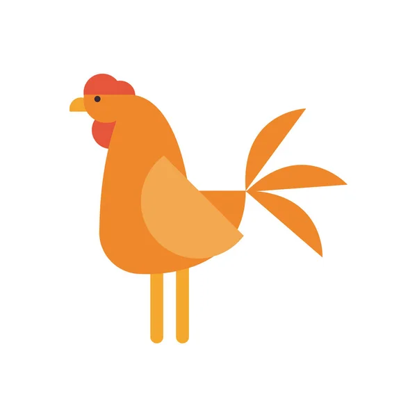 Mignon poulet dessin animé remplissage style icône vectoriel design — Image vectorielle