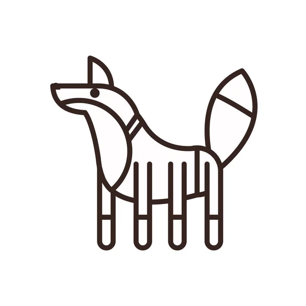 Desenho bonito do vetor do ícone do estilo da linha do desenho animado da raposa — Vetor de Stock