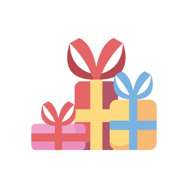 Gifts with bowties fill style icon vector design