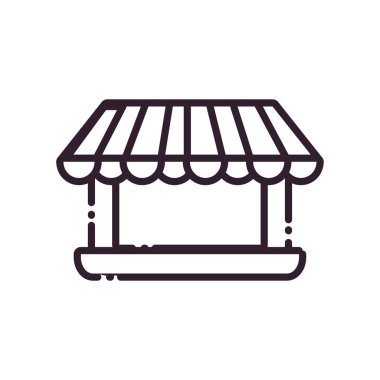 laptop with tent line style icon vector design